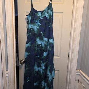 SHEIN Blue Teal Floral Maxi Slip Dress